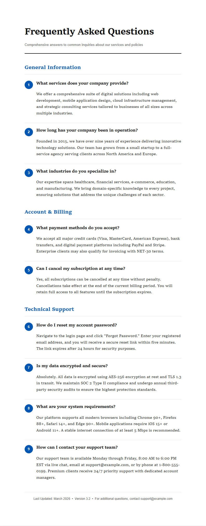 Classic professional FAQ